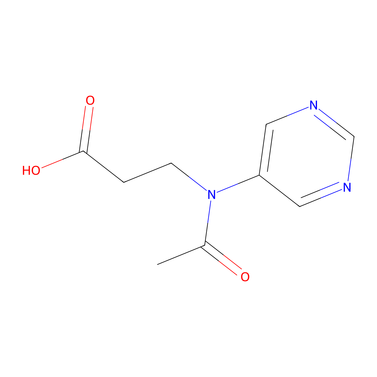 3-[N-(pyrimidin-5-yl)acetamido]propanoic acid molecular structure, CAS 2680667-23-4