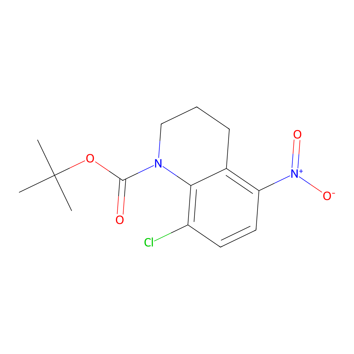 Tert-butyl 8-chloro-5-nitro-1,2,3,4-tetrahydroquinoline-1-carboxylate molecular structure, CAS 2680667-24-5