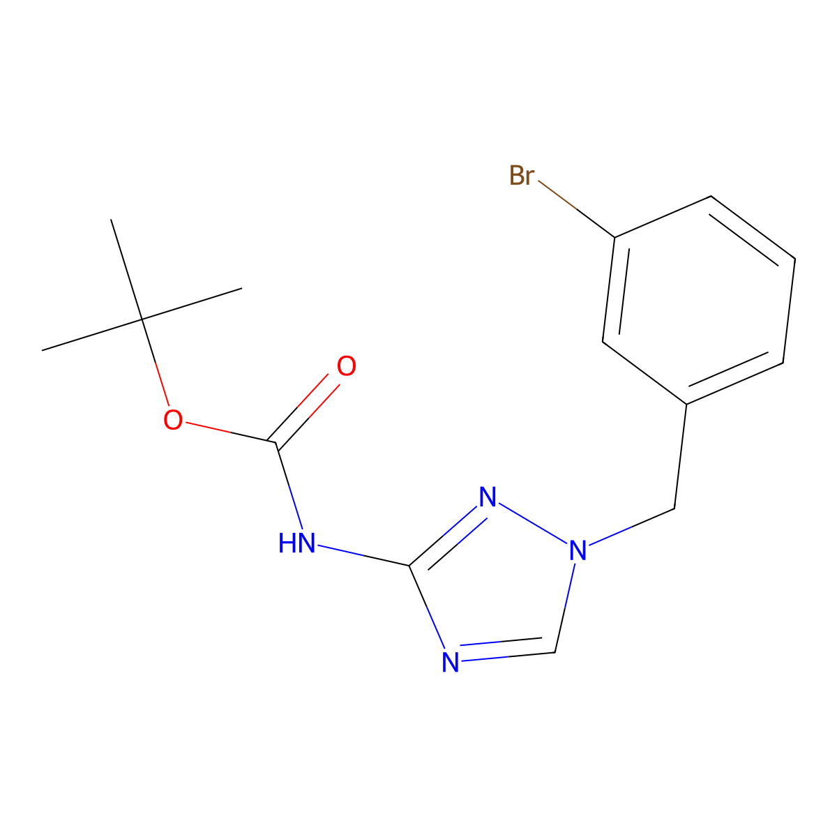 tert-butyl N-{1-[(3-bromophenyl)methyl]-1H-1,2,4-triazol-3-yl}carbamate molecular structure, CAS 2680667-25-6