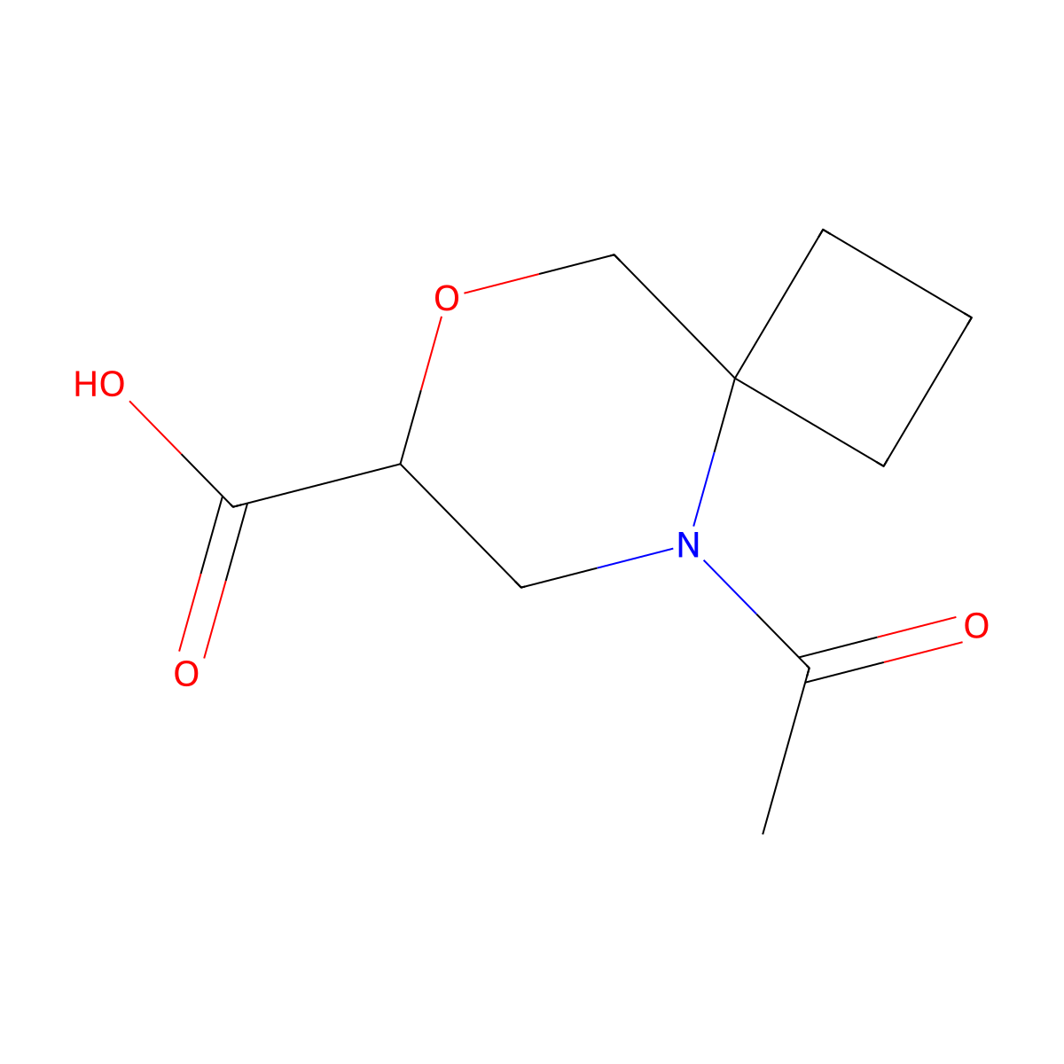 5-Acetyl-8-oxa-5-azaspiro[3.5]nonane-7-carboxylic acid molecular structure, CAS 2680667-35-8