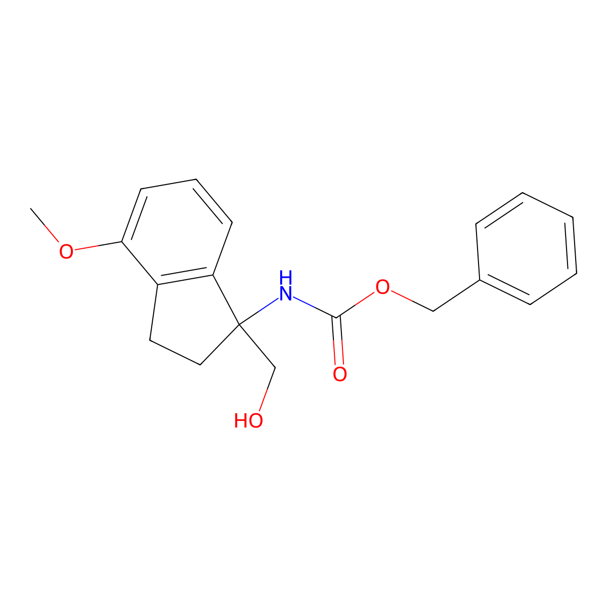 benzyl N-[1-(hydroxymethyl)-4-methoxy-2,3-dihydro-1H-inden-1-yl]carbamate molecular structure, CAS 2680667-42-7