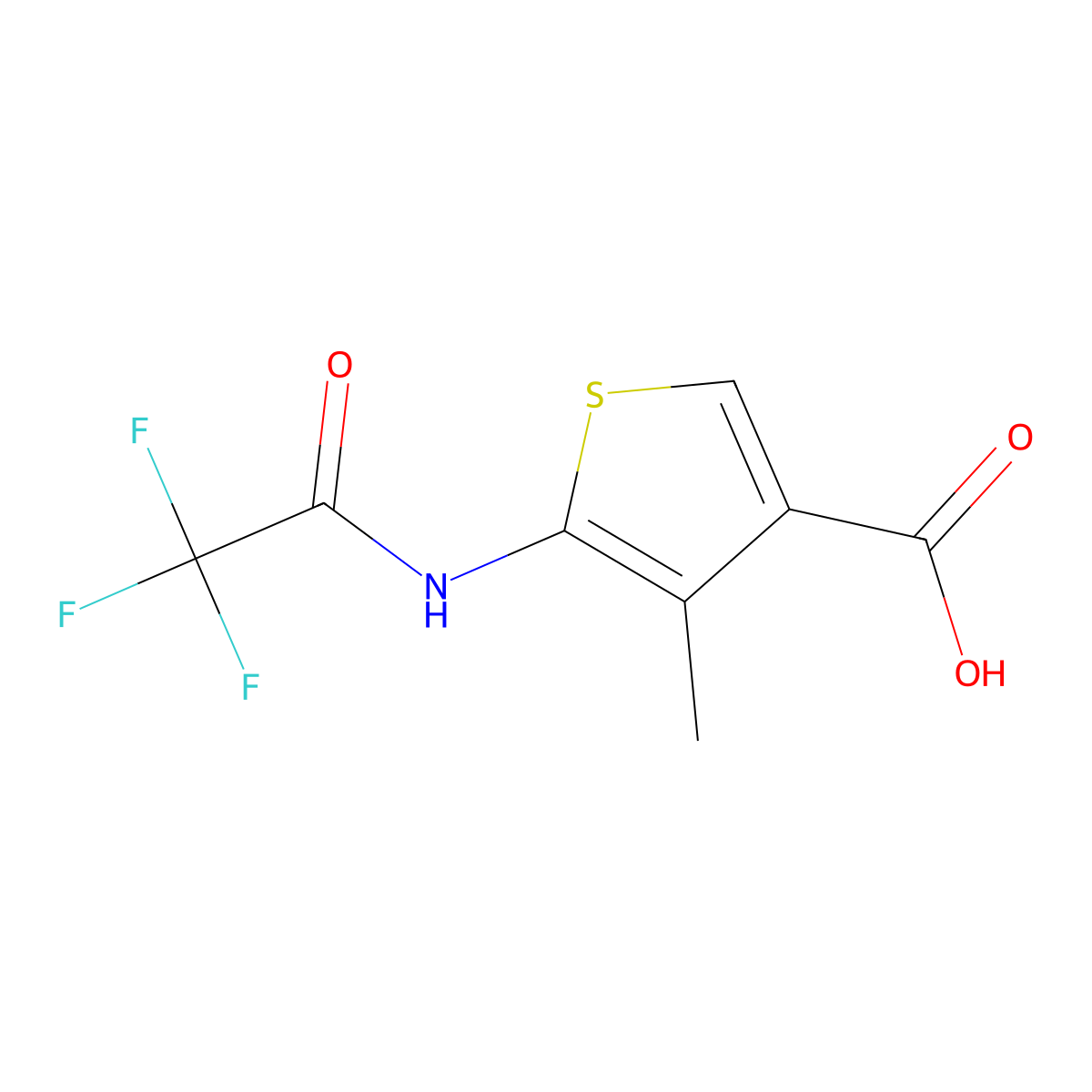 4-Methyl-5-(2,2,2-trifluoroacetamido)thiophene-3-carboxylic acid molecular structure, CAS 2680667-43-8