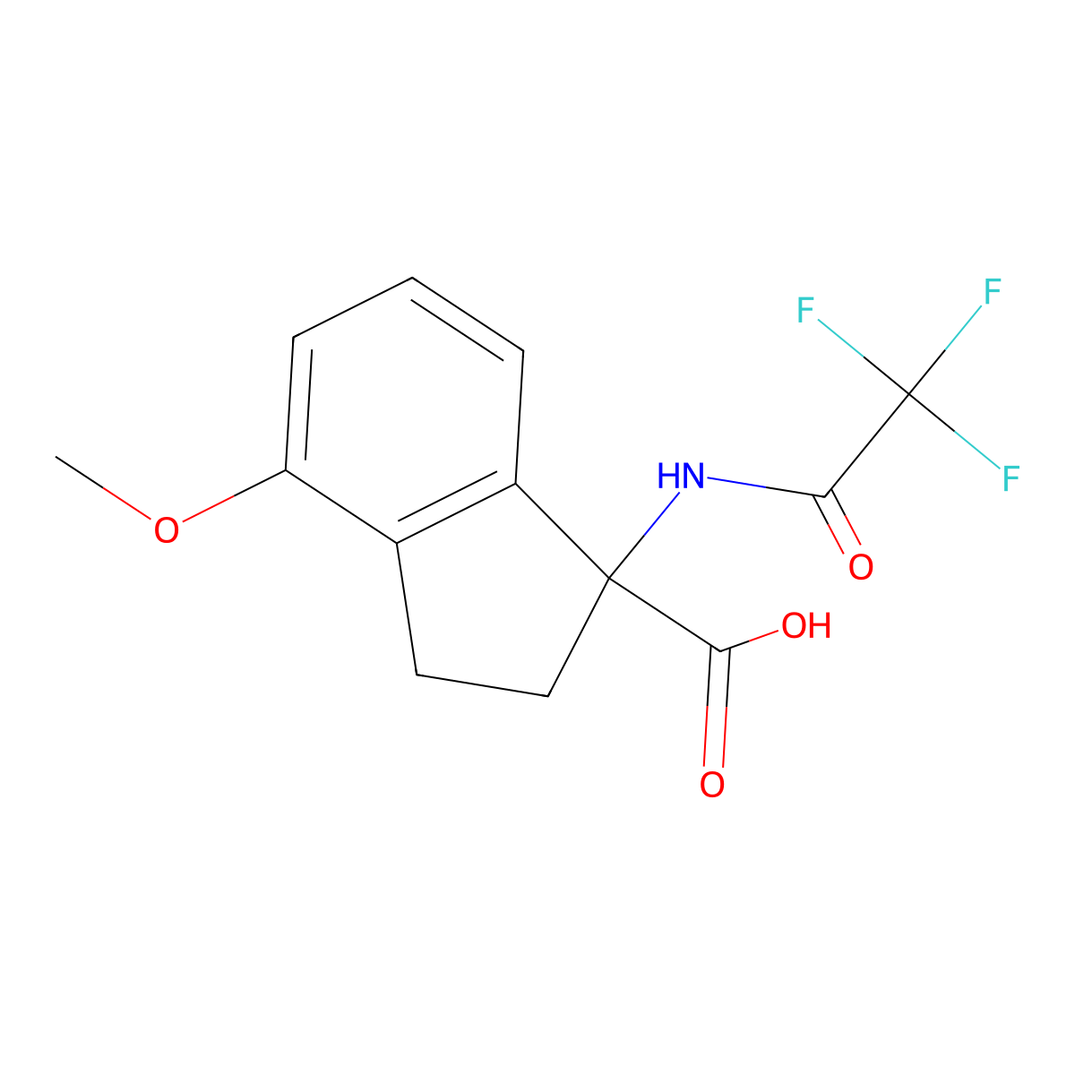 4-methoxy-1-(2,2,2-trifluoroacetamido)-2,3-dihydro-1H-indene-1-carboxylic acid molecular structure, CAS 2680667-44-9