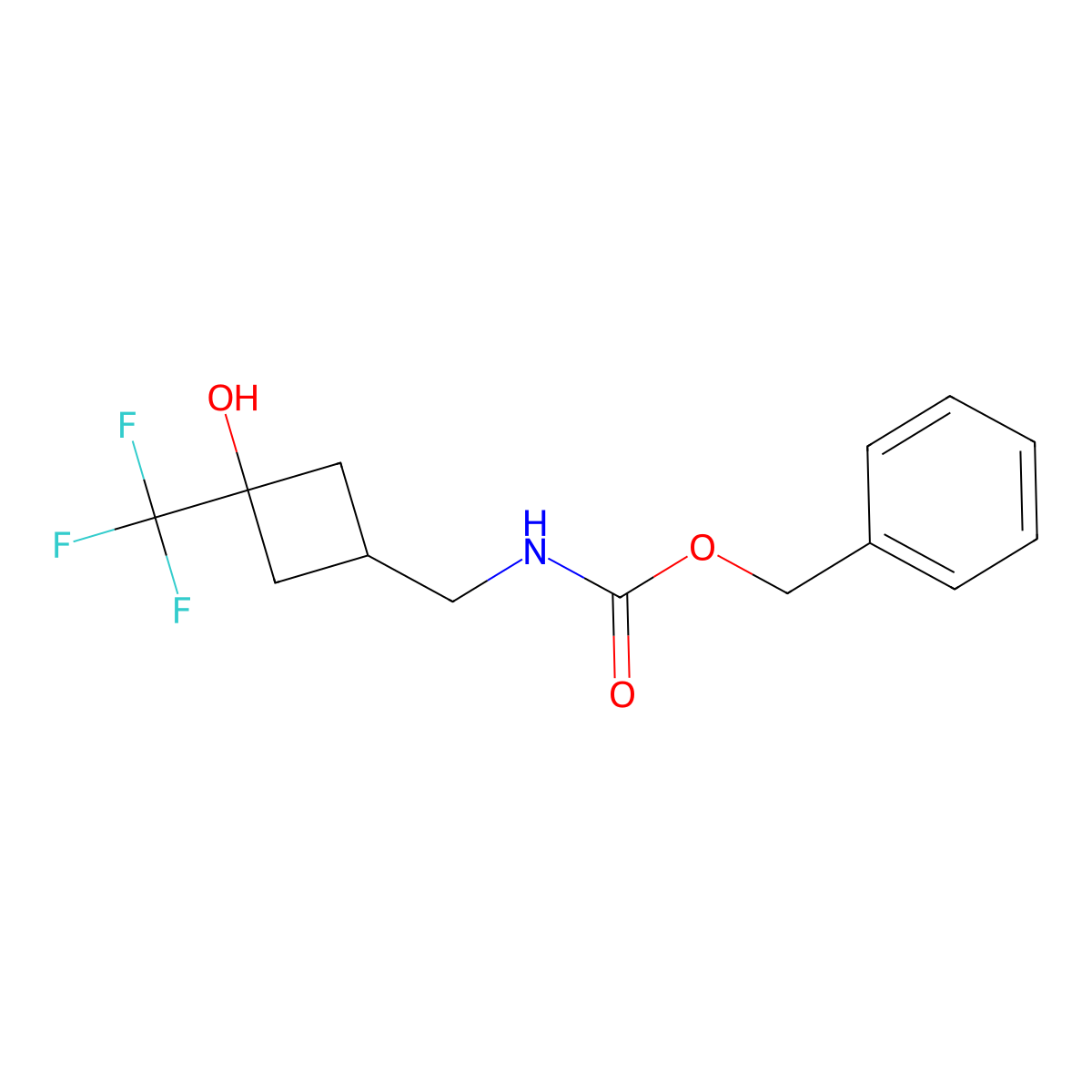 benzyl N-{[3-hydroxy-3-(trifluoromethyl)cyclobutyl]methyl}carbamate molecular structure, CAS 2680667-48-3