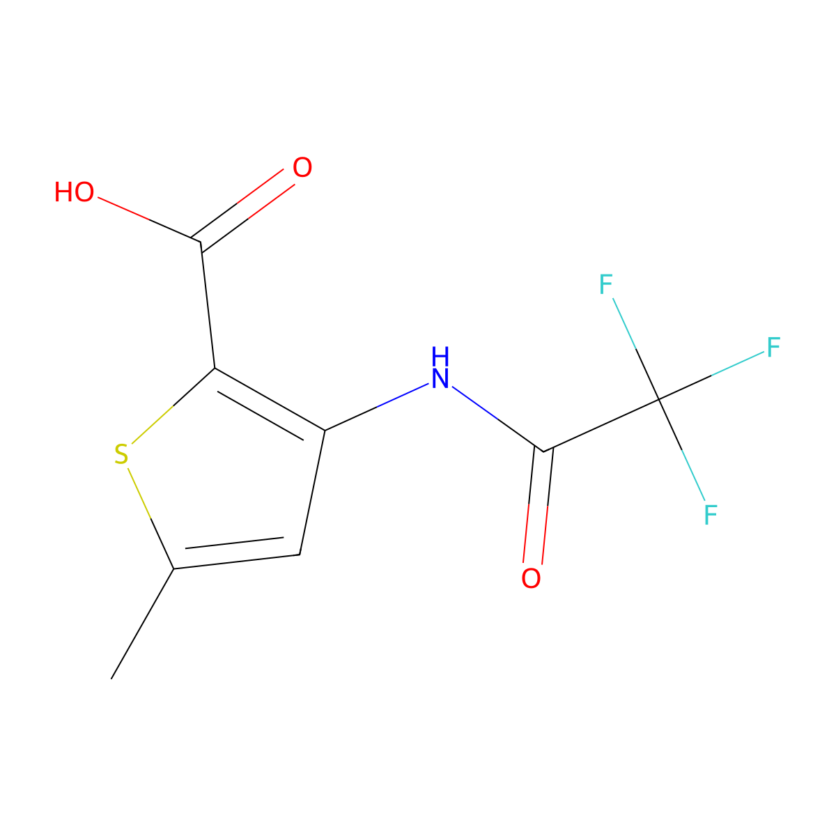 5-Methyl-3-(2,2,2-trifluoroacetamido)thiophene-2-carboxylic acid molecular structure, CAS 2680667-50-7