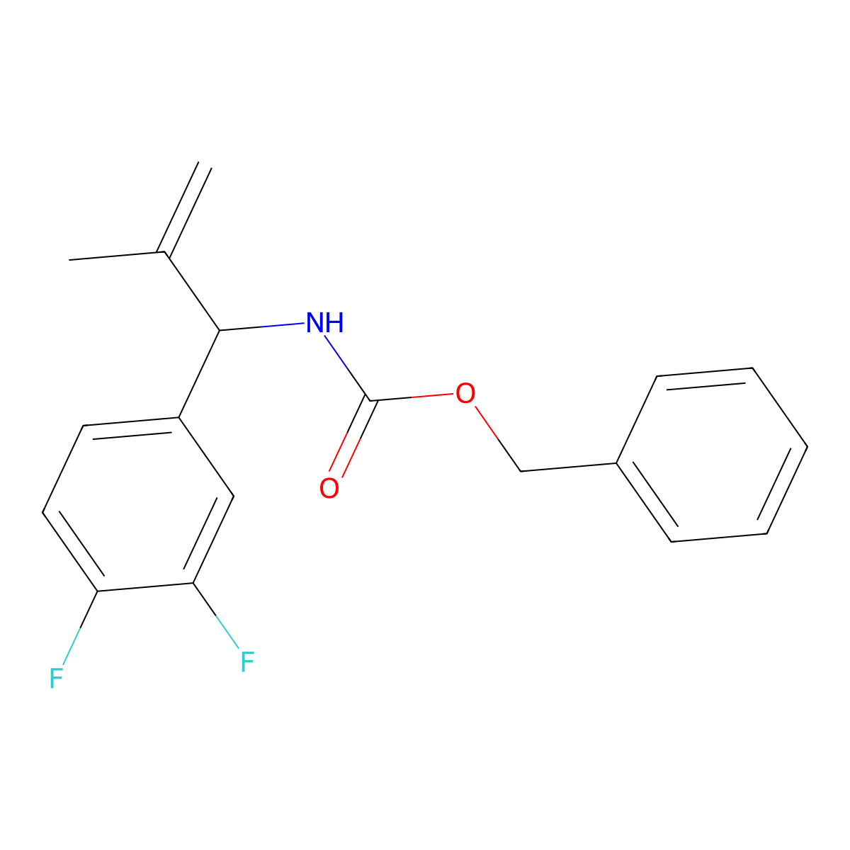 benzyl N-[1-(3,4-difluorophenyl)-2-methylprop-2-en-1-yl]carbamate molecular structure, CAS 2680667-53-0