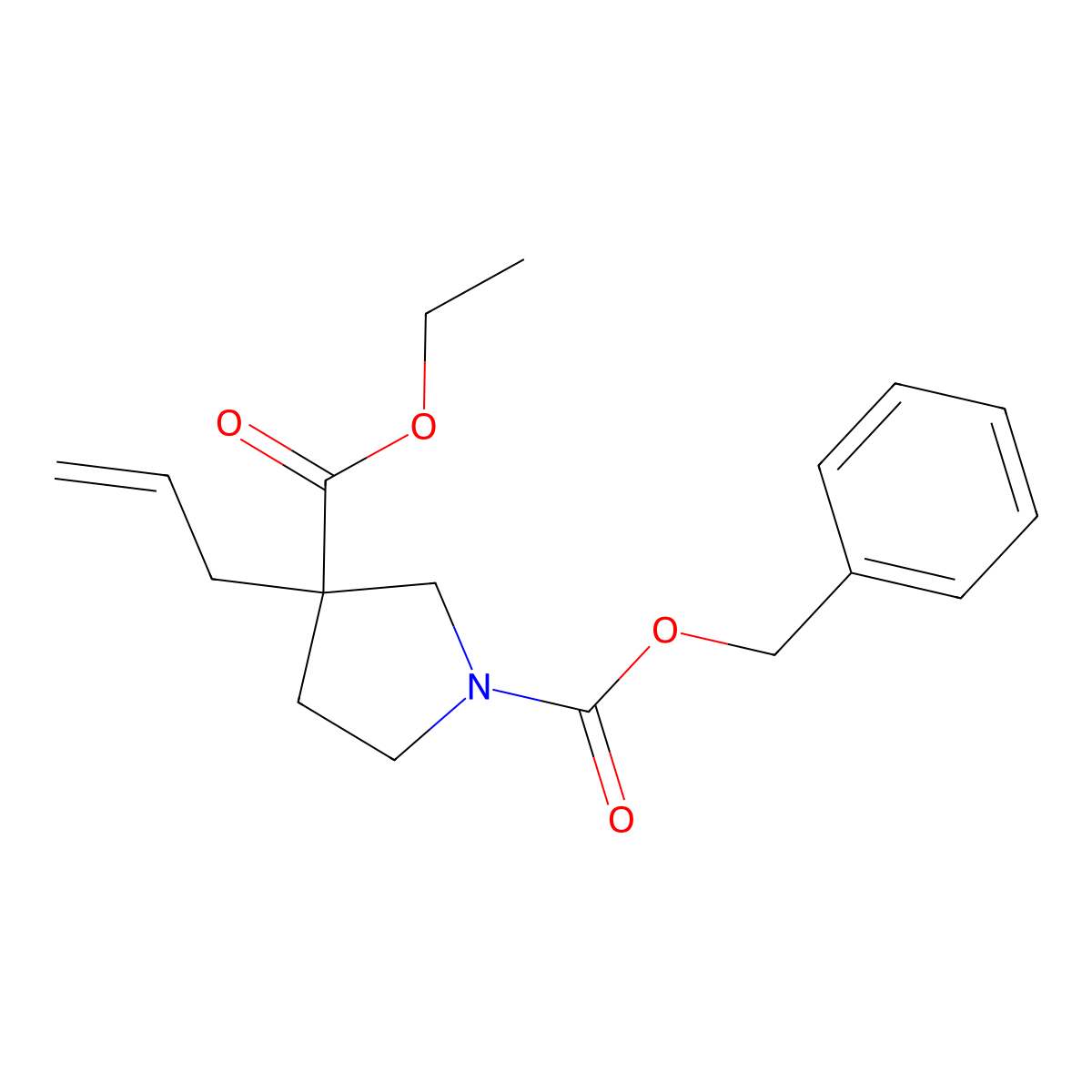 1-Benzyl 3-ethyl 3-(prop-2-en-1-yl)pyrrolidine-1,3-dicarboxylate molecular structure, CAS 2680667-59-6