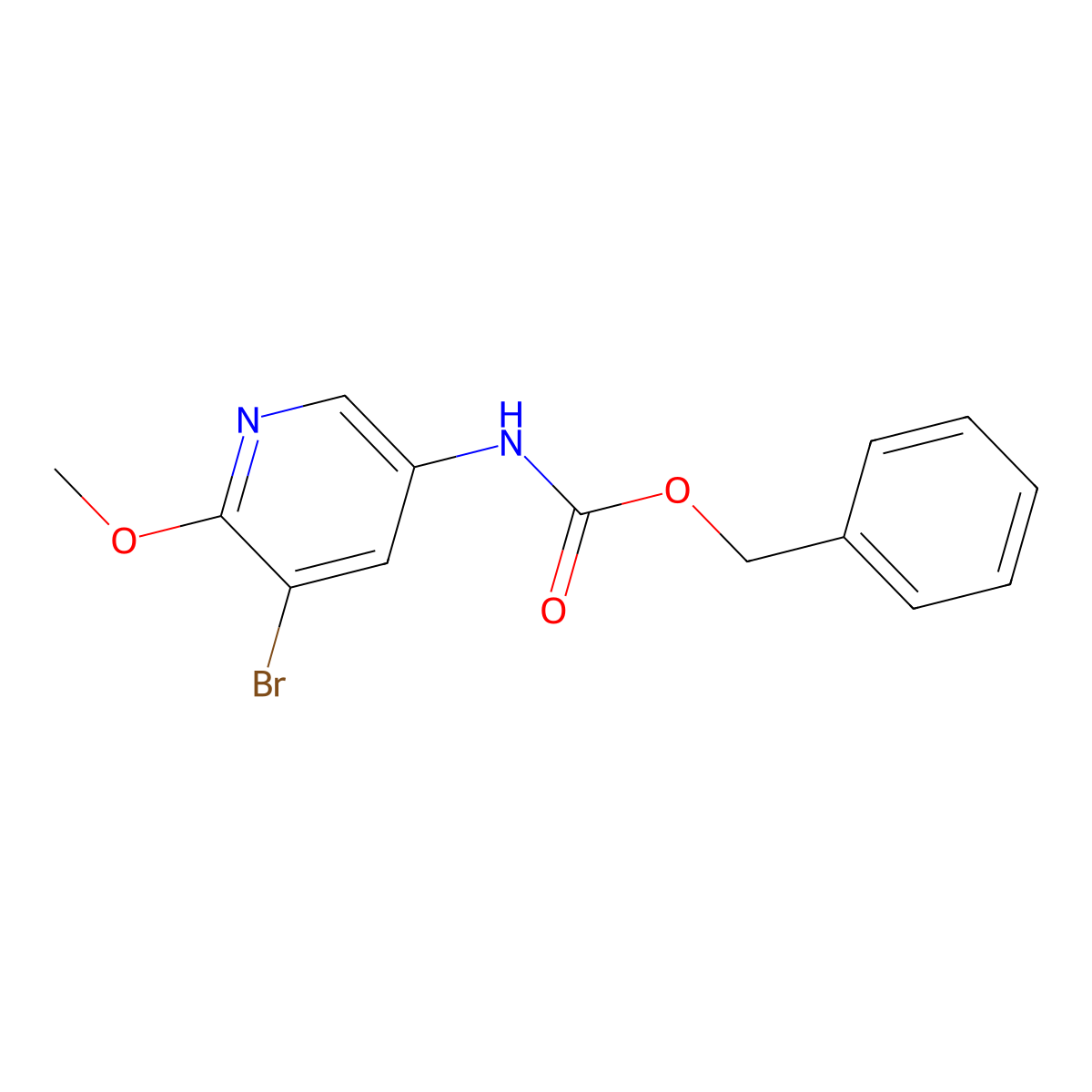 benzyl N-(5-bromo-6-methoxypyridin-3-yl)carbamate molecular structure, CAS 2680667-70-1
