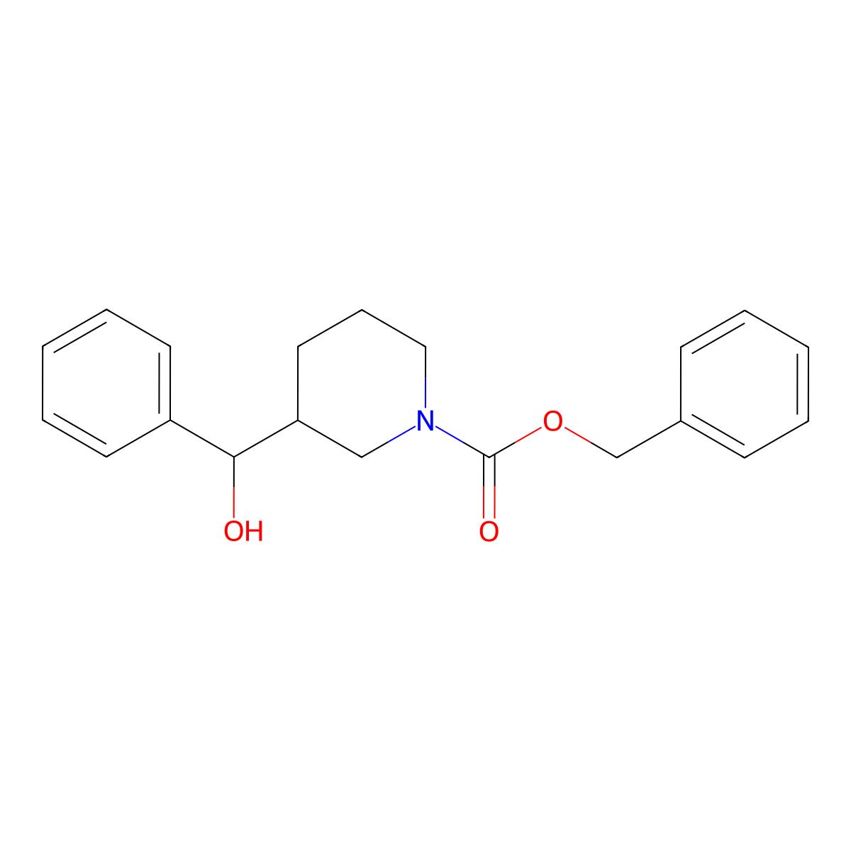 Benzyl 3-[hydroxy(phenyl)methyl]piperidine-1-carboxylate molecular structure, CAS 2680667-71-2