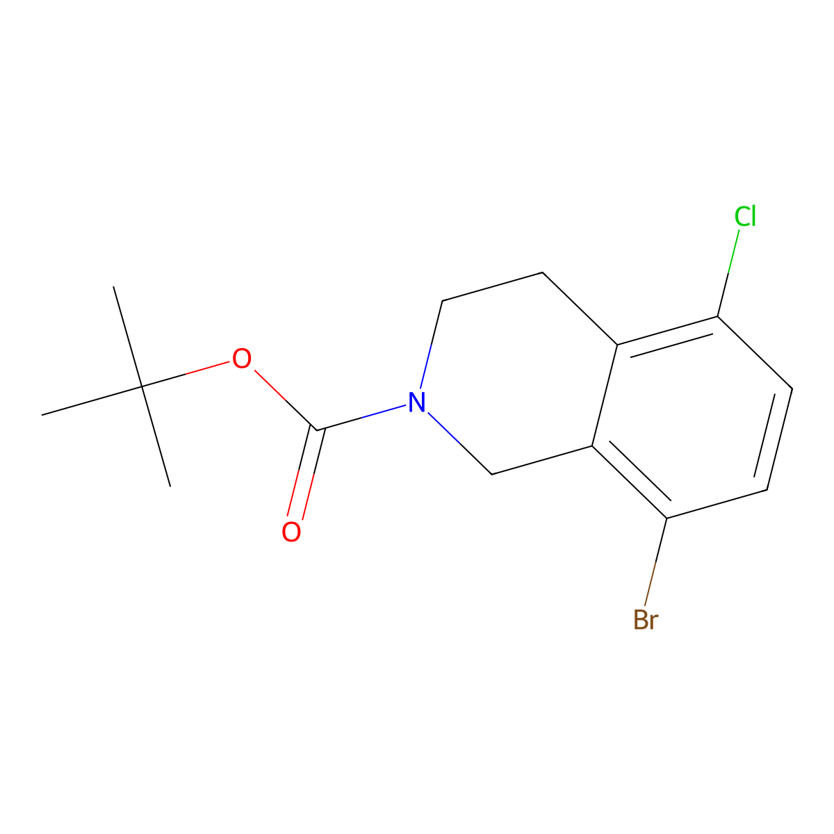 Tert-butyl 8-bromo-5-chloro-1,2,3,4-tetrahydroisoquinoline-2-carboxylate molecular structure, CAS 2680667-88-1