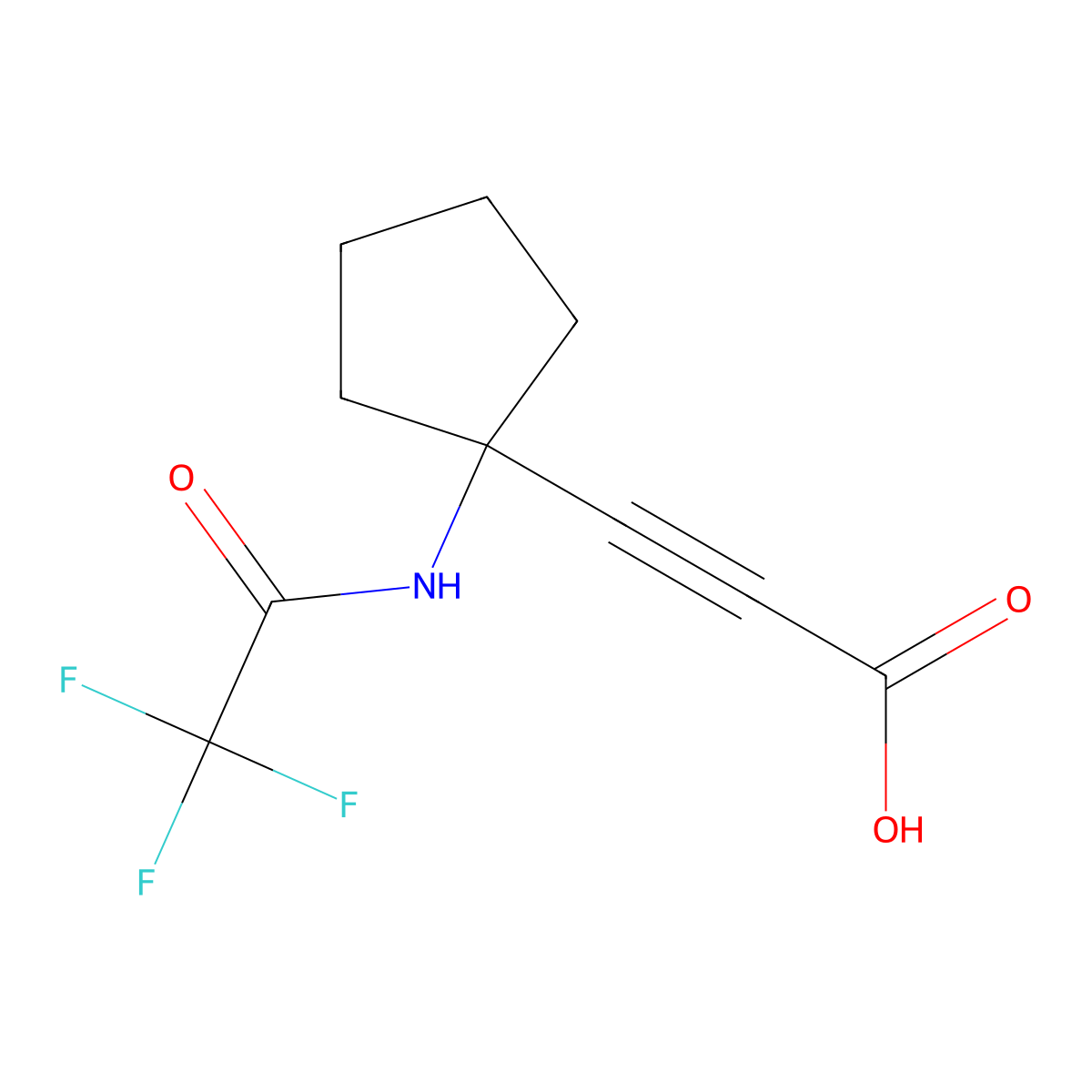 3-[1-(2,2,2-Trifluoroacetamido)cyclopentyl]prop-2-ynoic acid molecular structure, CAS 2680667-90-5