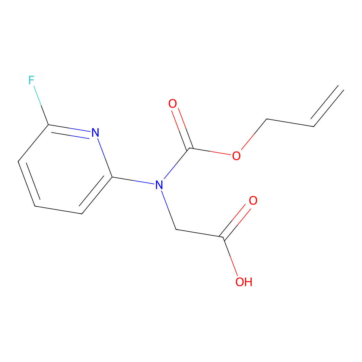 2-[(6-Fluoropyridin-2-yl)[(prop-2-en-1-yloxy)carbonyl]amino]acetic acid molecular structure, CAS 2680667-99-4