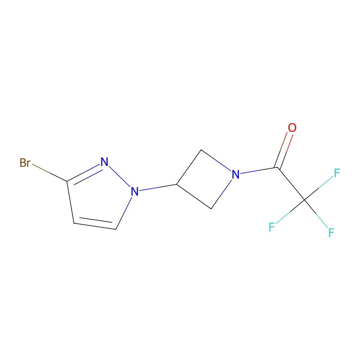 1-[3-(3-bromo-1H-pyrazol-1-yl)azetidin-1-yl]-2,2,2-trifluoroethan-1-one molecular structure, CAS 2680668-04-4