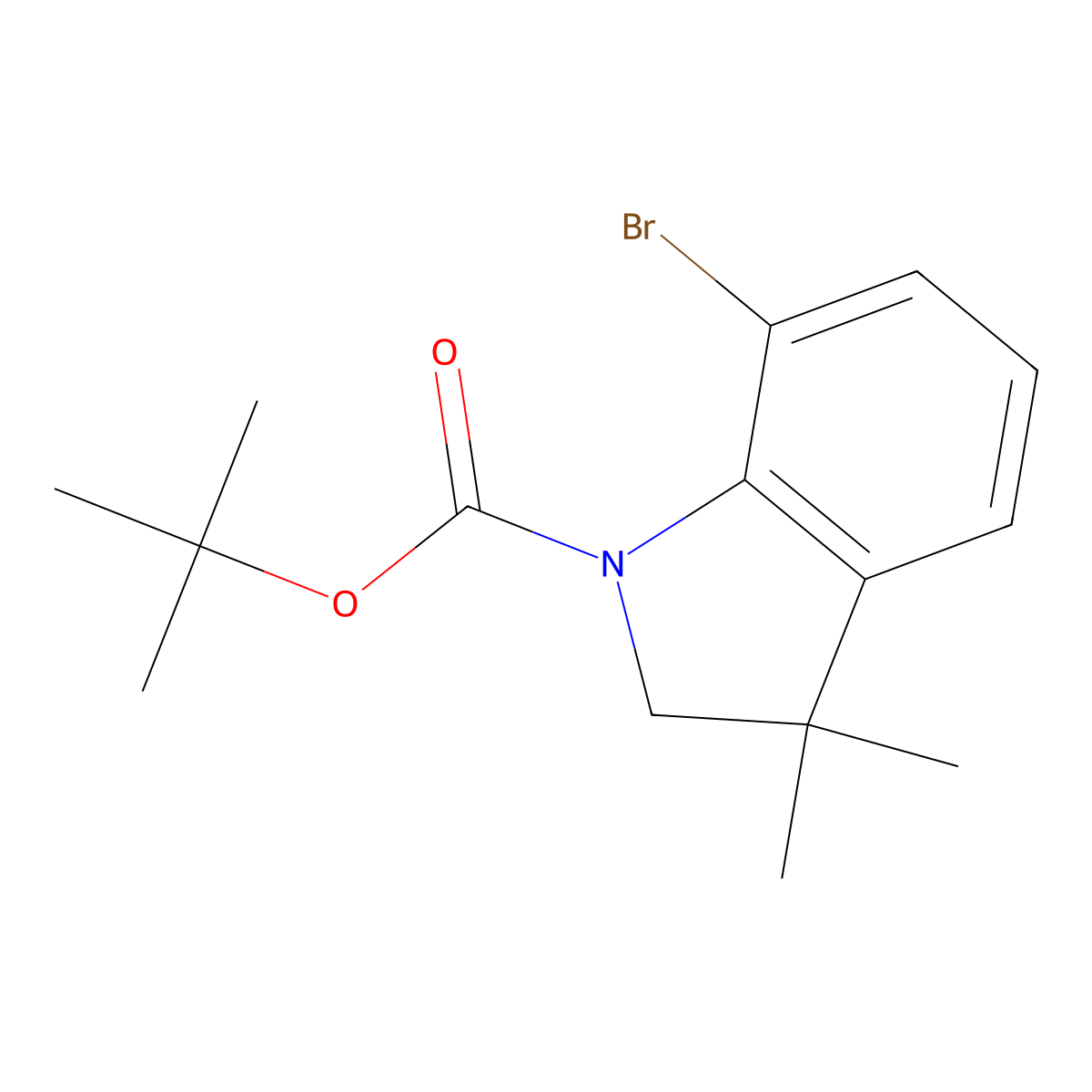 tert-butyl 7-bromo-3,3-dimethyl-2,3-dihydro-1H-indole-1-carboxylate molecular structure, CAS 2680668-05-5
