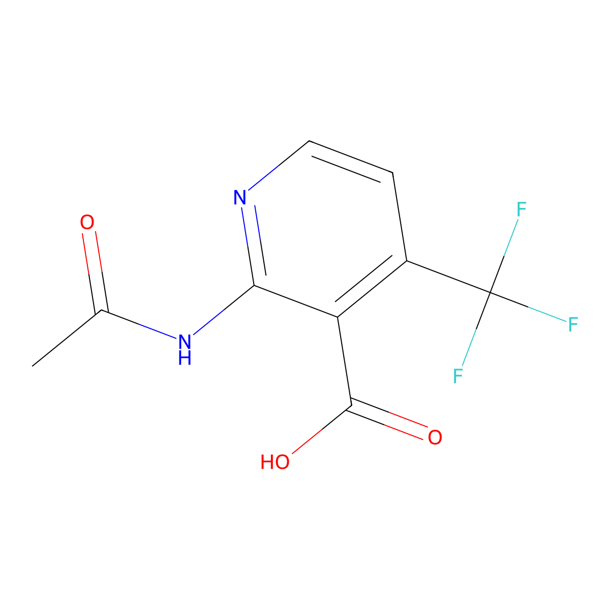 2-Acetamido-4-(trifluoromethyl)pyridine-3-carboxylic acid molecular structure, CAS 2680668-14-6