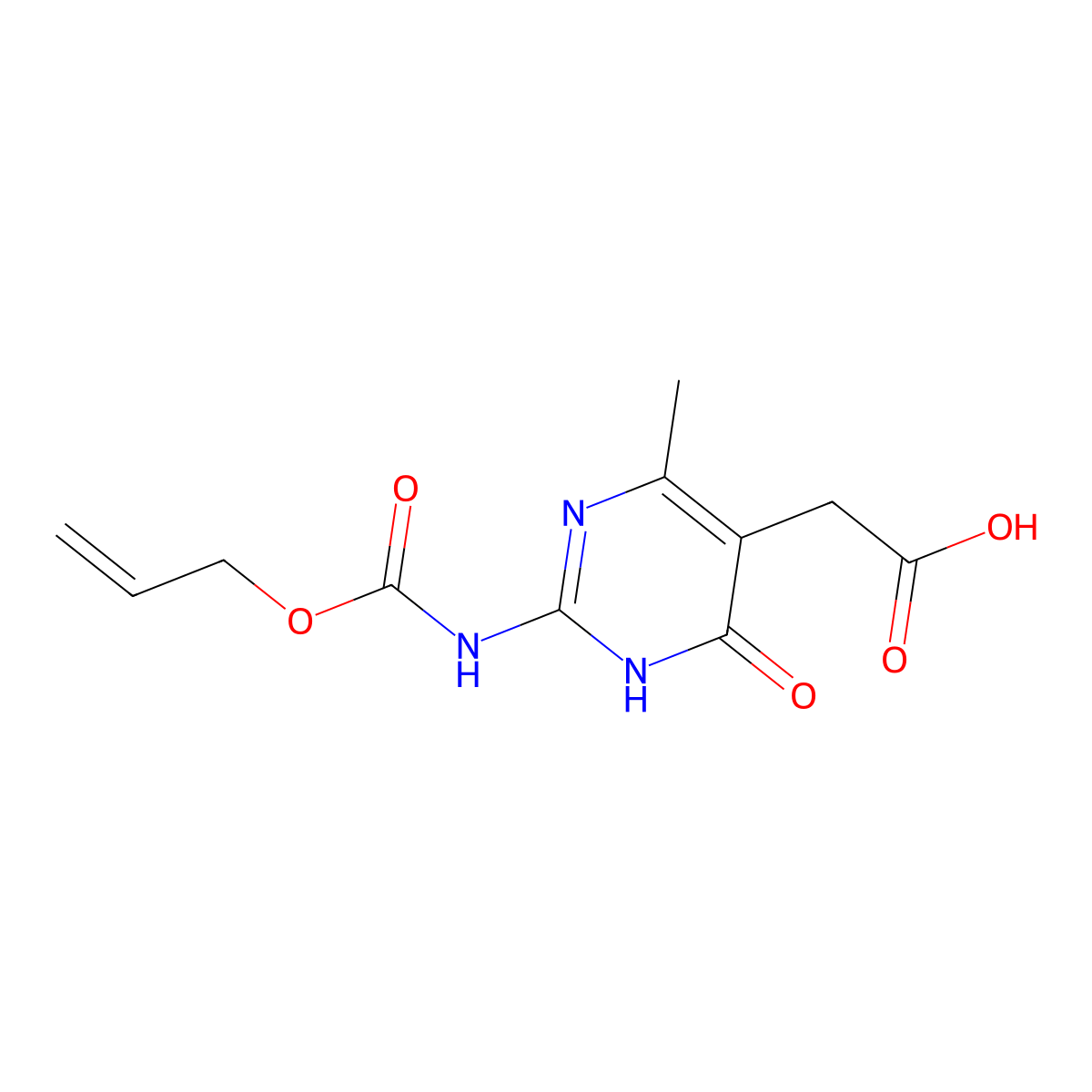 2-(4-Methyl-6-oxo-2-{[(prop-2-en-1-yloxy)carbonyl]amino}-1,6-dihydropyrimidin-5-yl)acetic acid molecular structure, CAS 2680668-24-8