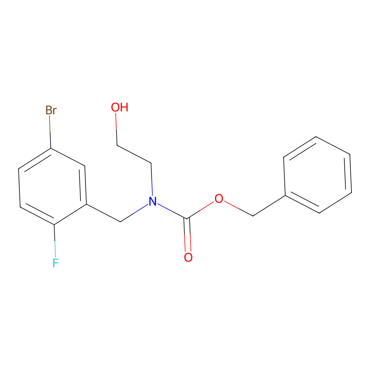 benzyl N-[(5-bromo-2-fluorophenyl)methyl]-N-(2-hydroxyethyl)carbamate molecular structure, CAS 2680668-26-0