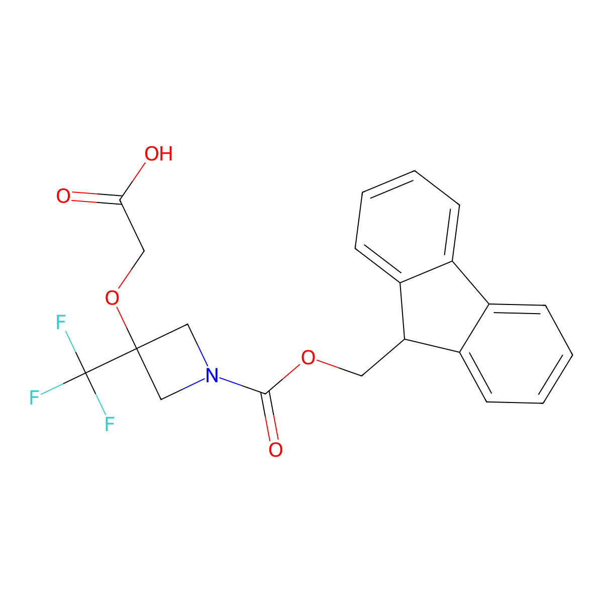 2-[(1-{[(9H-fluoren-9-yl)methoxy]carbonyl}-3-(trifluoromethyl)azetidin-3-yl)oxy]acetic acid molecular structure, CAS 2680668-27-1