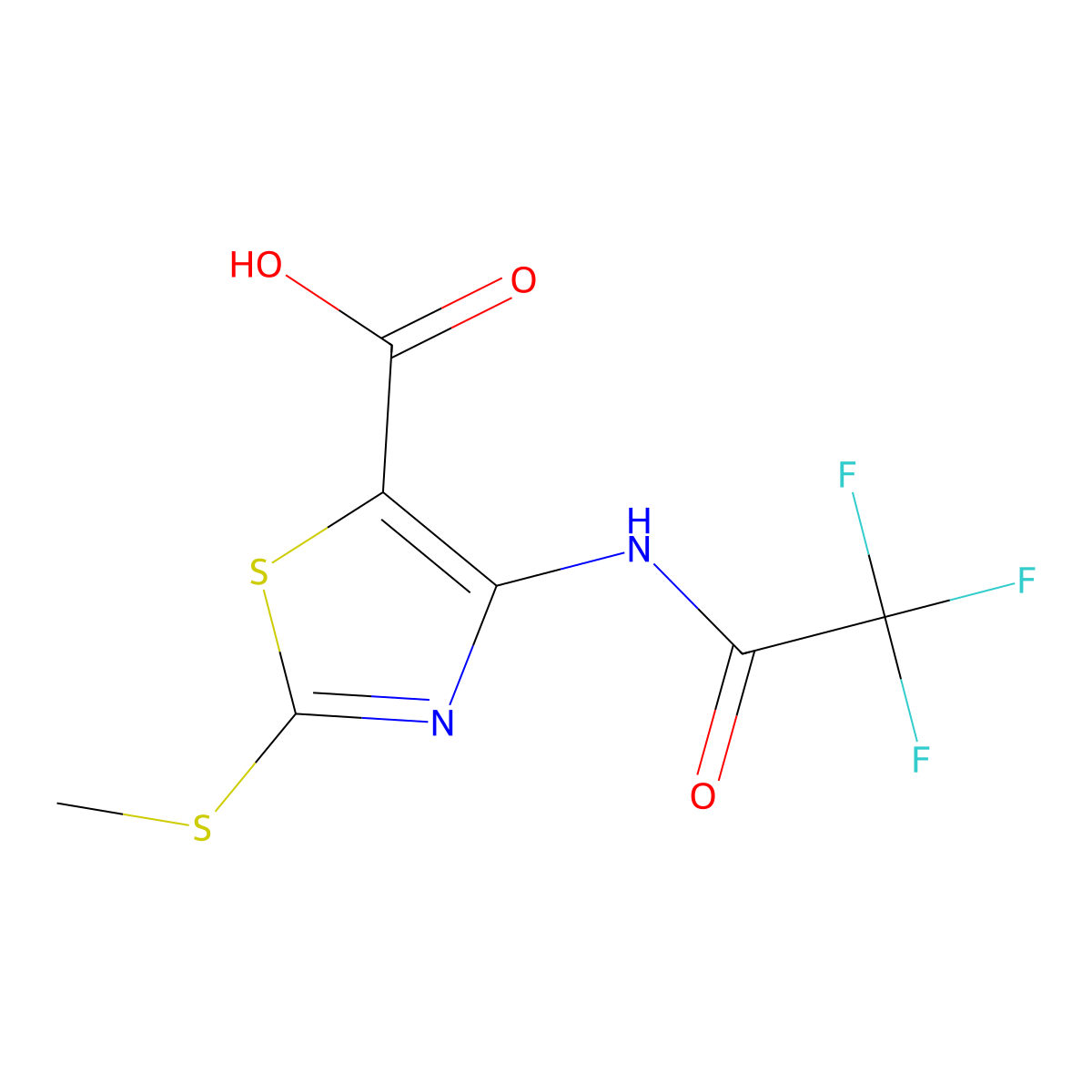 2-(Methylsulfanyl)-4-(2,2,2-trifluoroacetamido)-1,3-thiazole-5-carboxylic acid molecular structure, CAS 2680668-36-2
