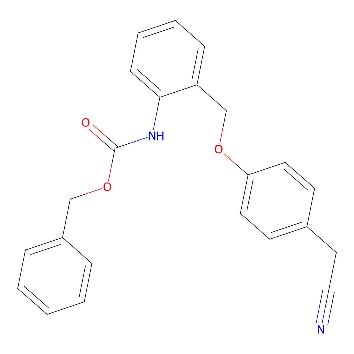 benzyl N-(2-{[4-(cyanomethyl)phenoxy]methyl}phenyl)carbamate molecular structure, CAS 2680668-40-8