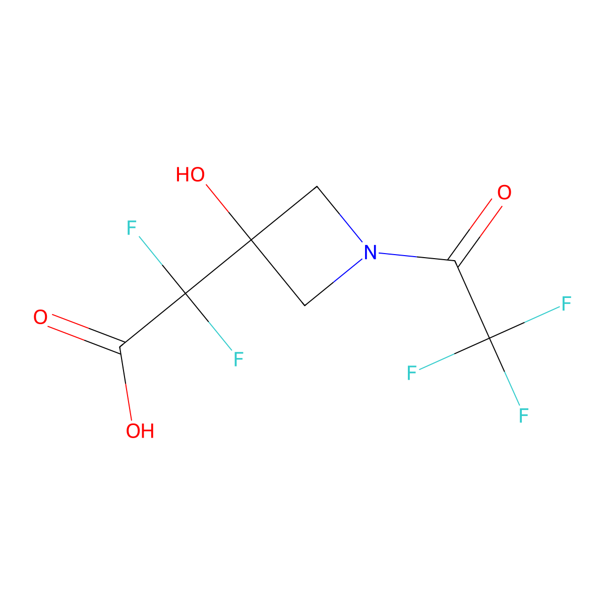 2,2-Difluoro-2-[3-hydroxy-1-(trifluoroacetyl)azetidin-3-yl]acetic acid molecular structure, CAS 2680668-42-0