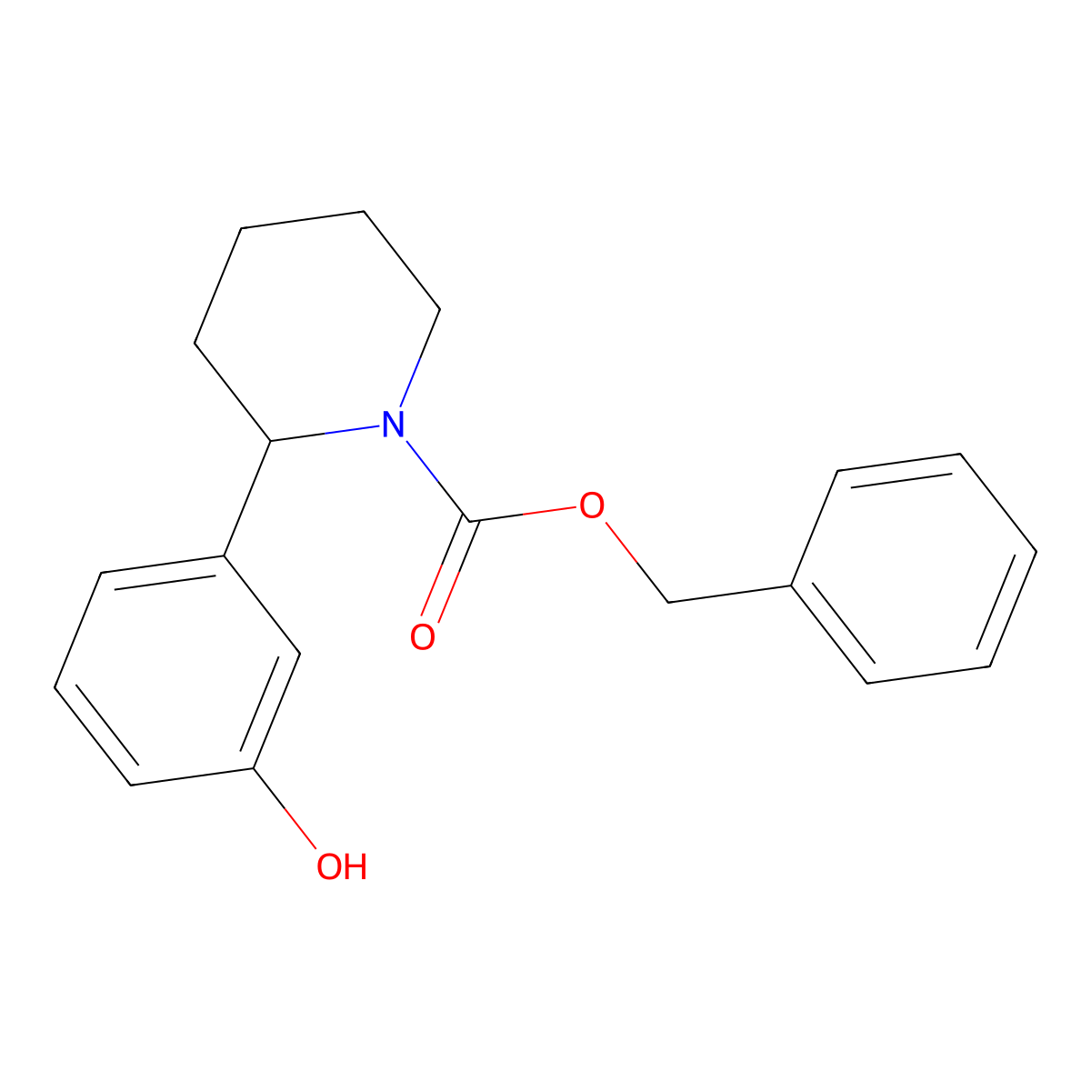 Benzyl 2-(3-hydroxyphenyl)piperidine-1-carboxylate molecular structure, CAS 2680668-44-2