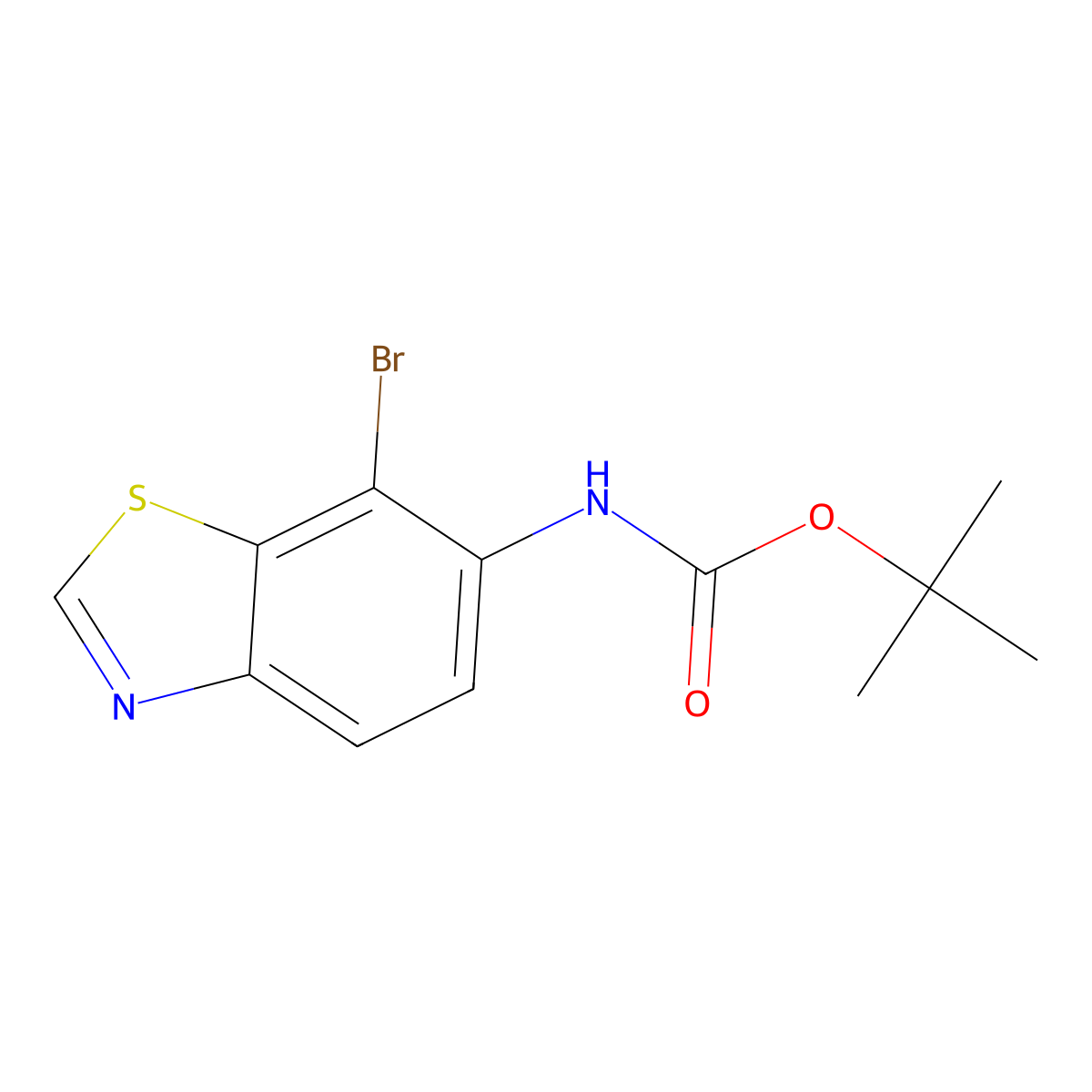 tert-butyl N-(7-bromo-1,3-benzothiazol-6-yl)carbamate molecular structure, CAS 2680668-49-7