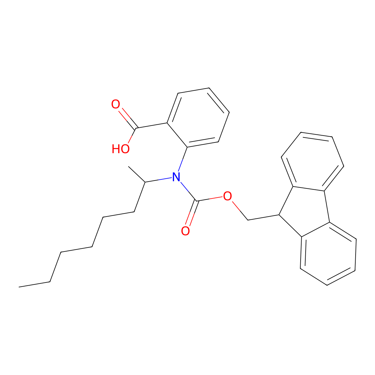 2-({[(9H-fluoren-9-yl)methoxy]carbonyl}(octan-2-yl)amino)benzoic acid molecular structure, CAS 2680668-51-1
