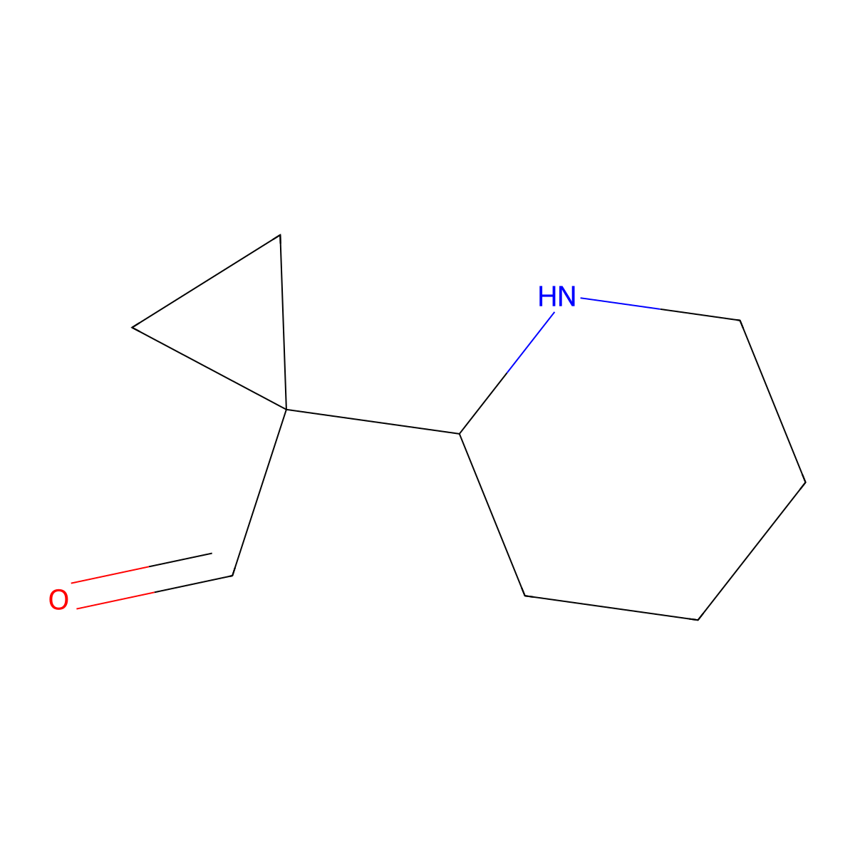 1-(Piperidin-2-yl)cyclopropane-1-carbaldehyde molecular structure, CAS 2680668-59-9