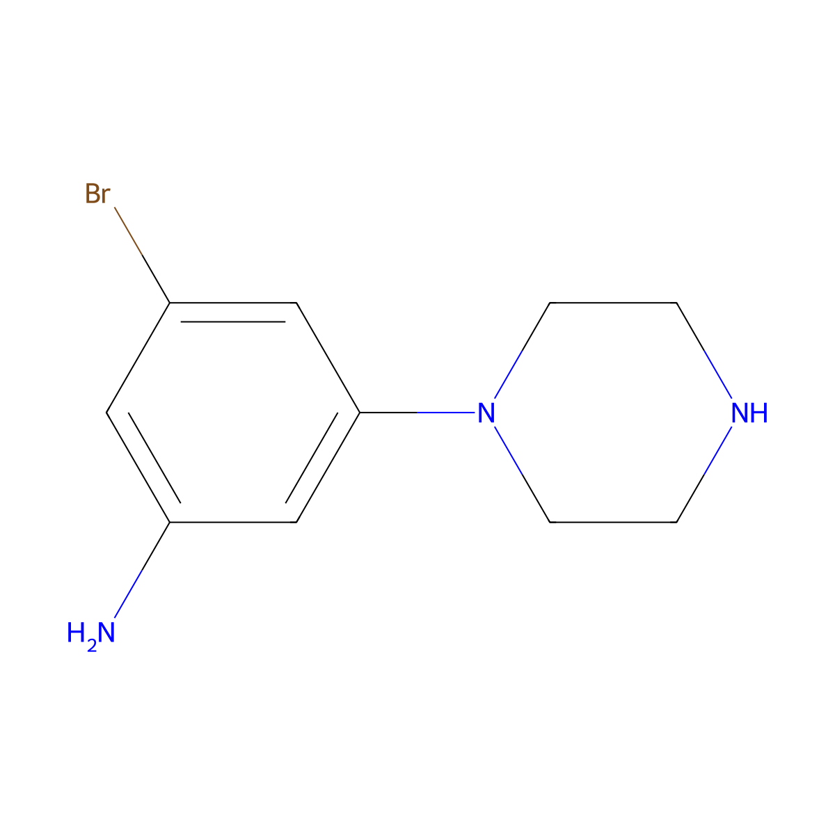 3-Bromo-5-(piperazin-1-yl)aniline molecular structure, CAS 2680668-78-2