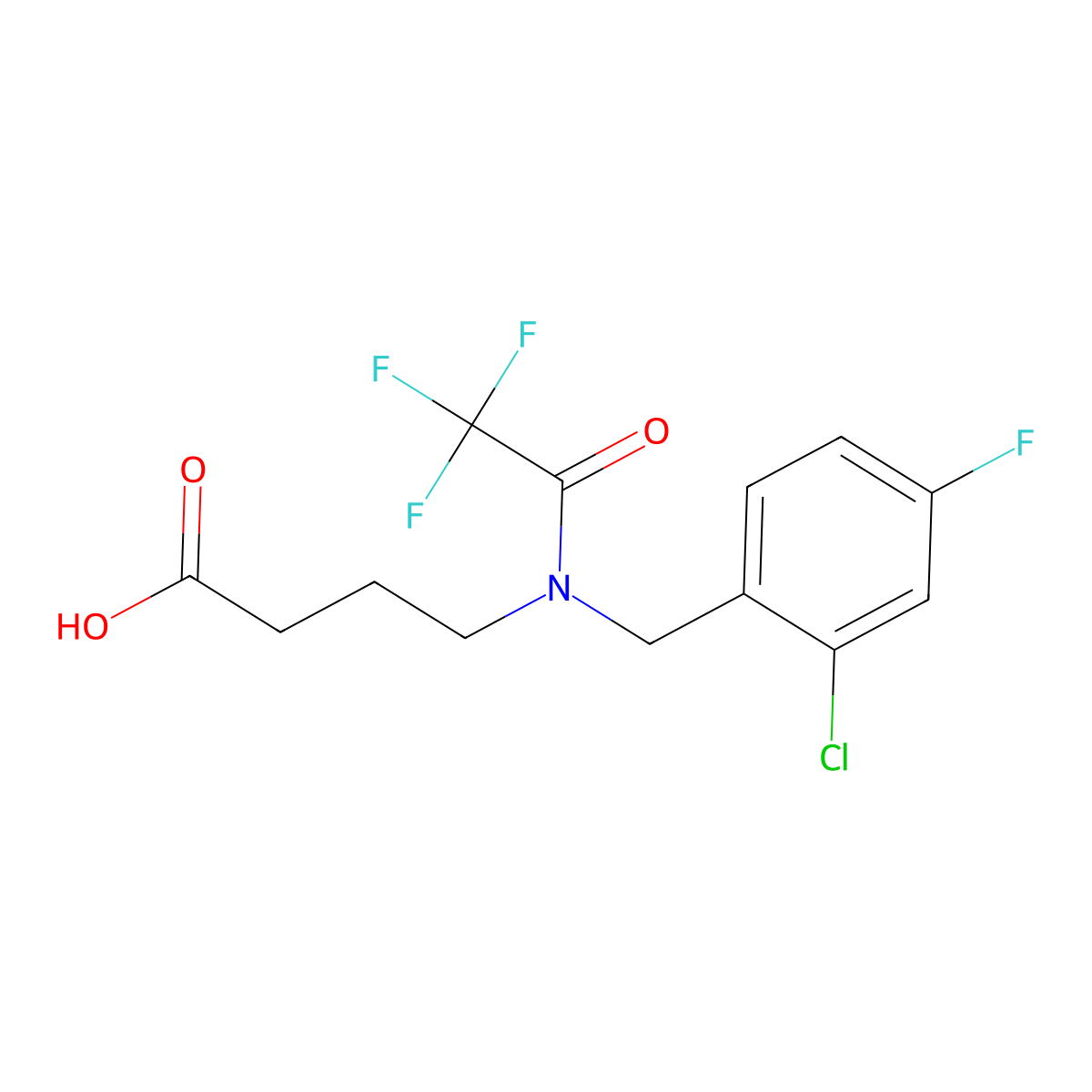 4-{N-[(2-chloro-4-fluorophenyl)methyl]-2,2,2-trifluoroacetamido}butanoic acid molecular structure, CAS 2680668-80-6