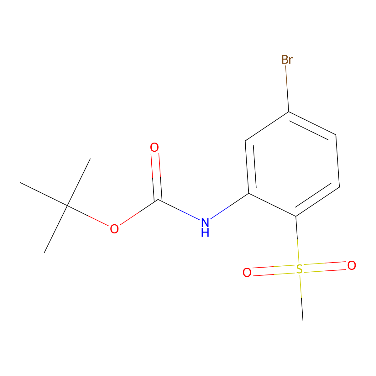 tert-butyl N-(5-bromo-2-methanesulfonylphenyl)carbamate molecular structure, CAS 2680668-81-7