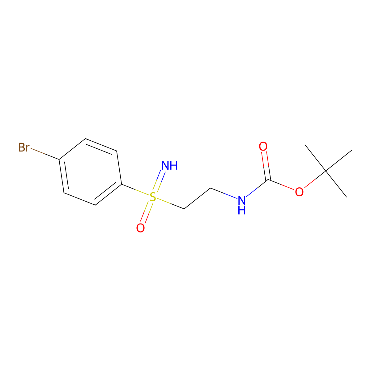 tert-butyl N-{2-[(4-bromophenyl)(imino)oxo-lambda6-sulfanyl]ethyl}carbamate molecular structure, CAS 2680668-82-8