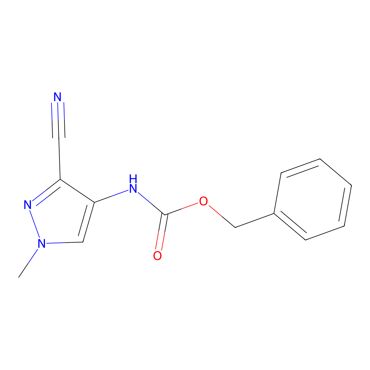 benzyl N-(3-cyano-1-methyl-1H-pyrazol-4-yl)carbamate molecular structure, CAS 2680668-83-9