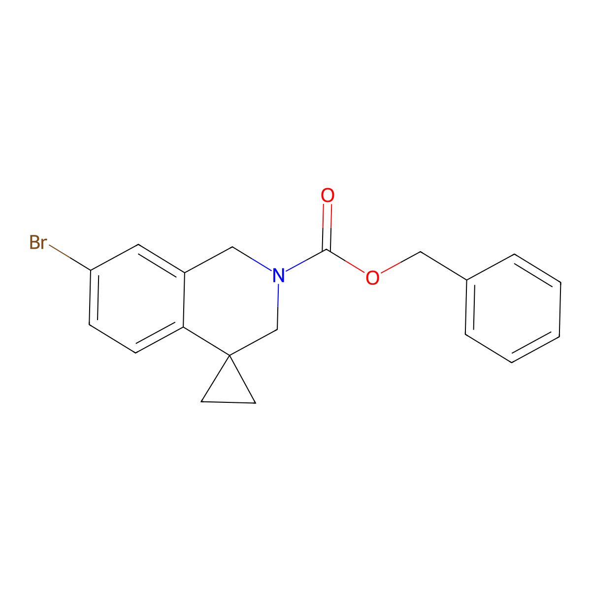 benzyl 7'-bromo-2',3'-dihydro-1'H-spiro[cyclopropane-1,4'-isoquinoline]-2'-carboxylate molecular structure, CAS 2680668-87-3