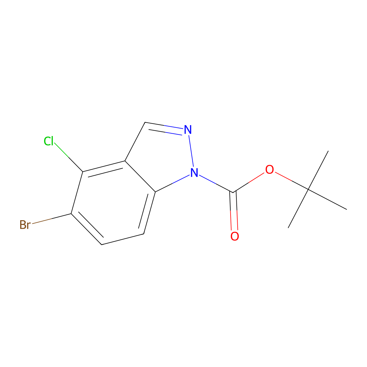 tert-butyl 5-bromo-4-chloro-1H-indazole-1-carboxylate molecular structure, CAS 2680668-88-4