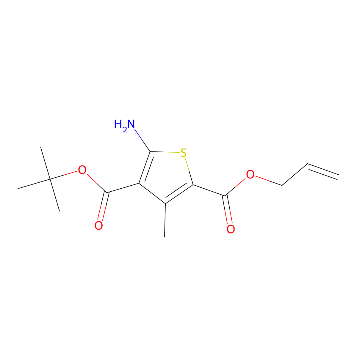 4-Tert-butyl 2-prop-2-en-1-yl 5-amino-3-methylthiophene-2,4-dicarboxylate molecular structure, CAS 2680668-90-8