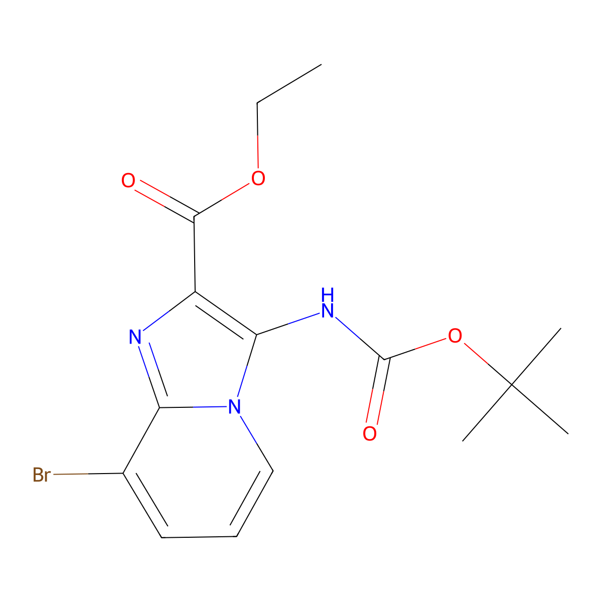 Ethyl 8-bromo-3-{[(tert-butoxy)carbonyl]amino}imidazo[1,2-a]pyridine-2-carboxylate molecular structure, CAS 2680668-93-1