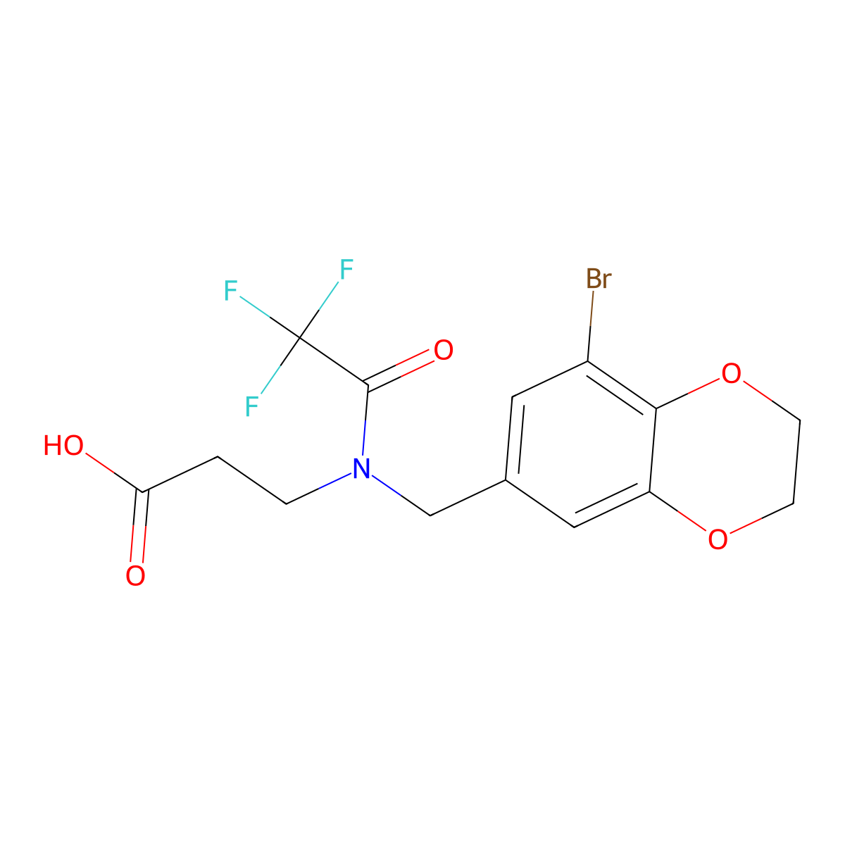 3-{N-[(8-bromo-2,3-dihydro-1,4-benzodioxin-6-yl)methyl]-2,2,2-trifluoroacetamido}propanoic acid molecular structure, CAS 2680668-95-3