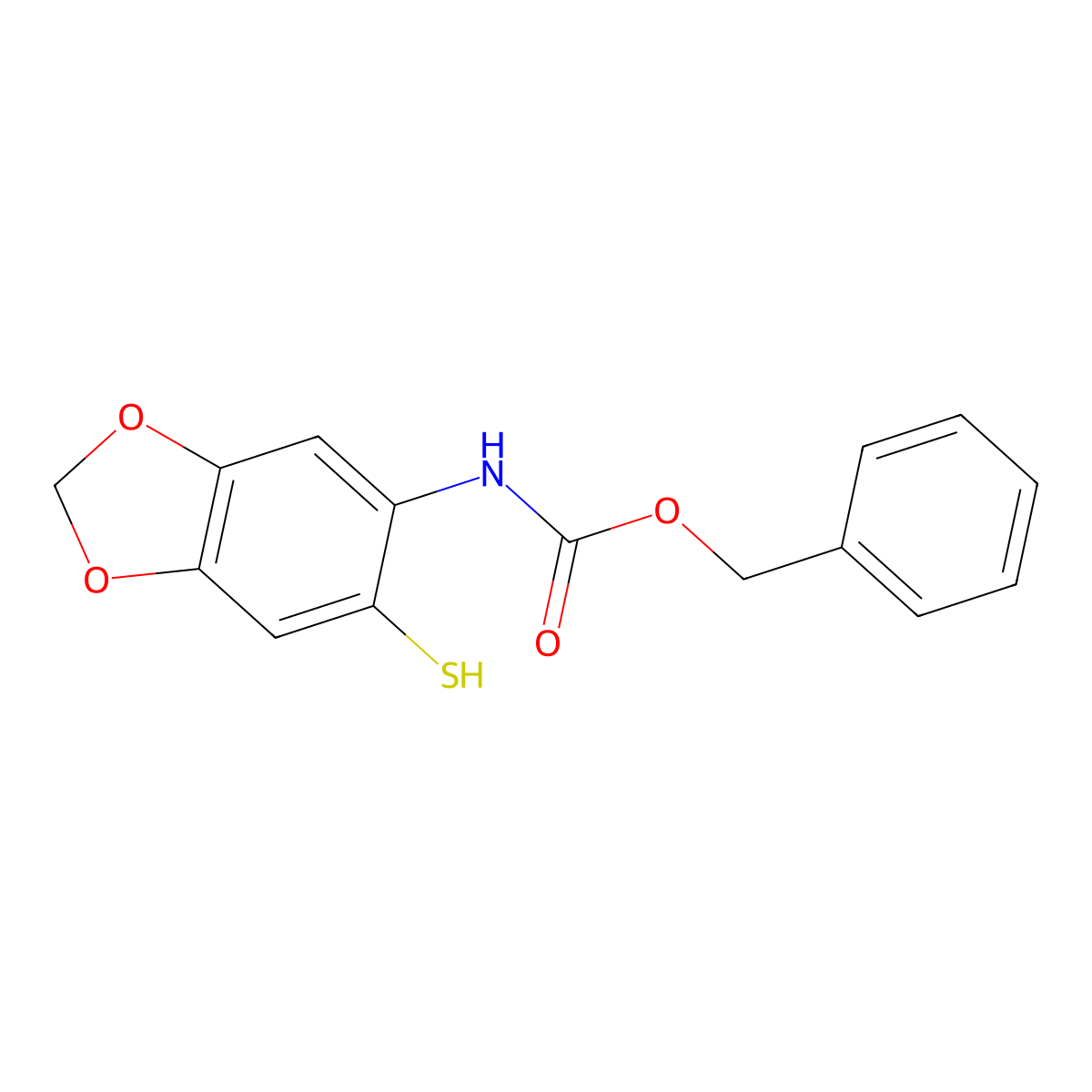 benzyl N-(6-sulfanyl-1,3-dioxaindan-5-yl)carbamate molecular structure, CAS 2680668-96-4