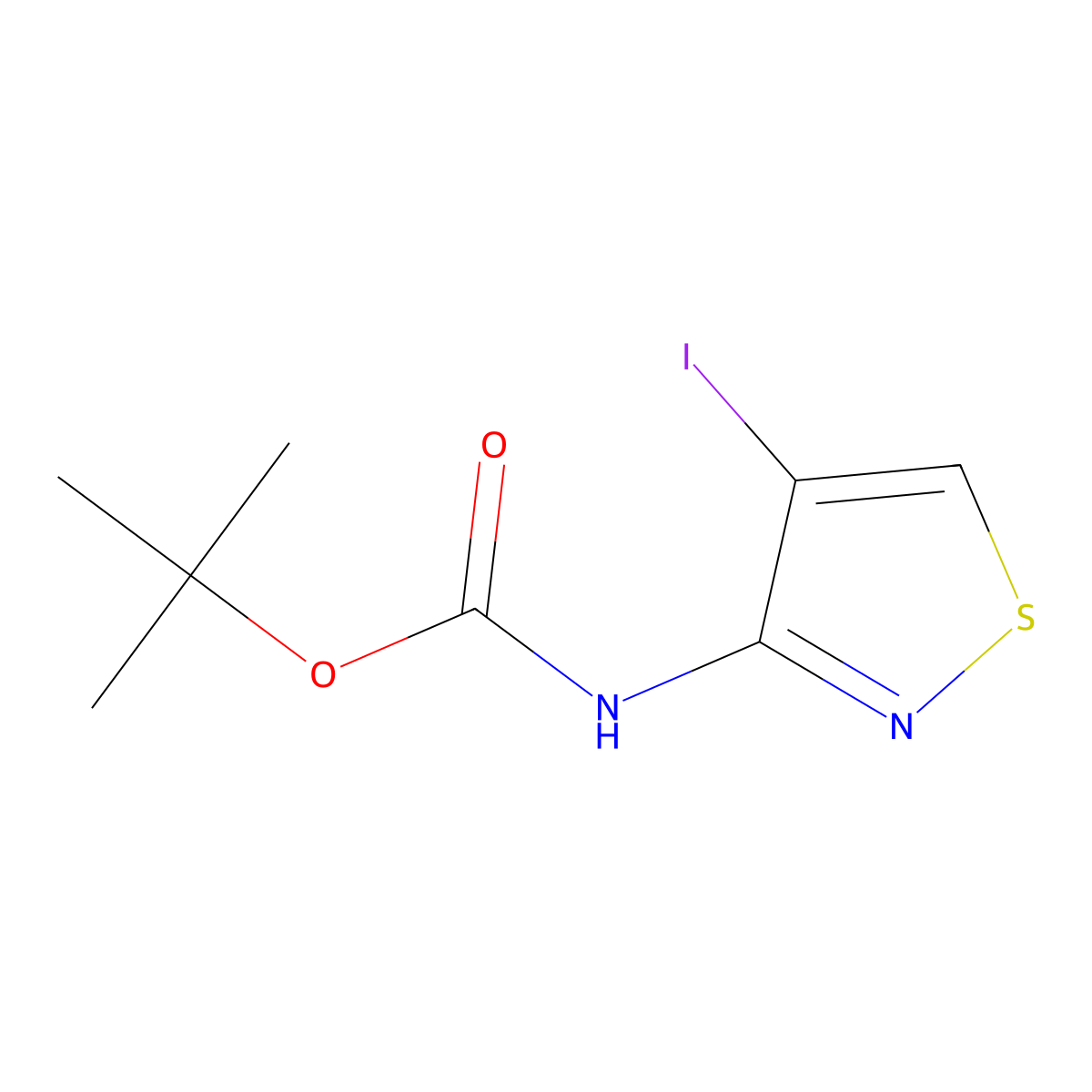 tert-butyl N-(4-iodo-1,2-thiazol-3-yl)carbamate molecular structure, CAS 2680669-11-6