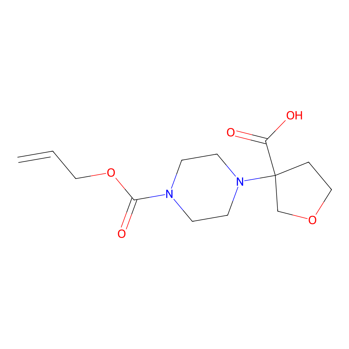 3-{4-[(Prop-2-en-1-yloxy)carbonyl]piperazin-1-yl}oxolane-3-carboxylic acid molecular structure, CAS 2680669-19-4