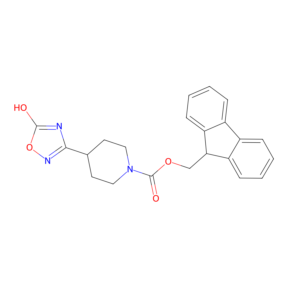 (9H-fluoren-9-yl)methyl 4-(5-hydroxy-1,2,4-oxadiazol-3-yl)piperidine-1-carboxylate molecular structure, CAS 2680669-31-0
