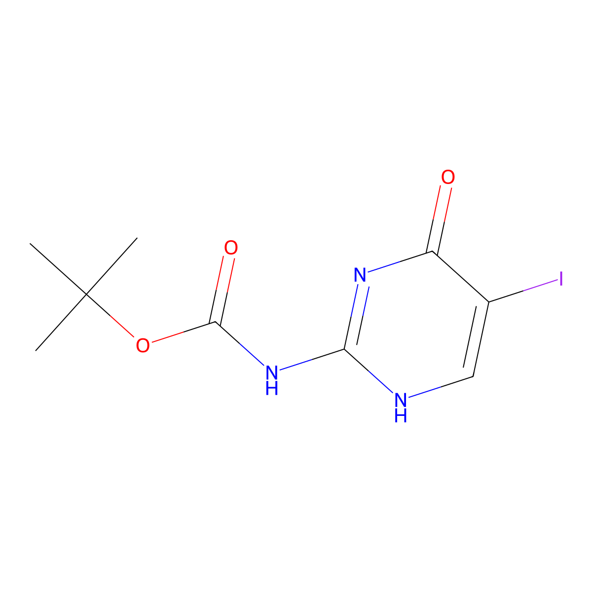 tert-butyl N-(5-iodo-4-oxo-1,4-dihydropyrimidin-2-yl)carbamate molecular structure, CAS 2680669-37-6
