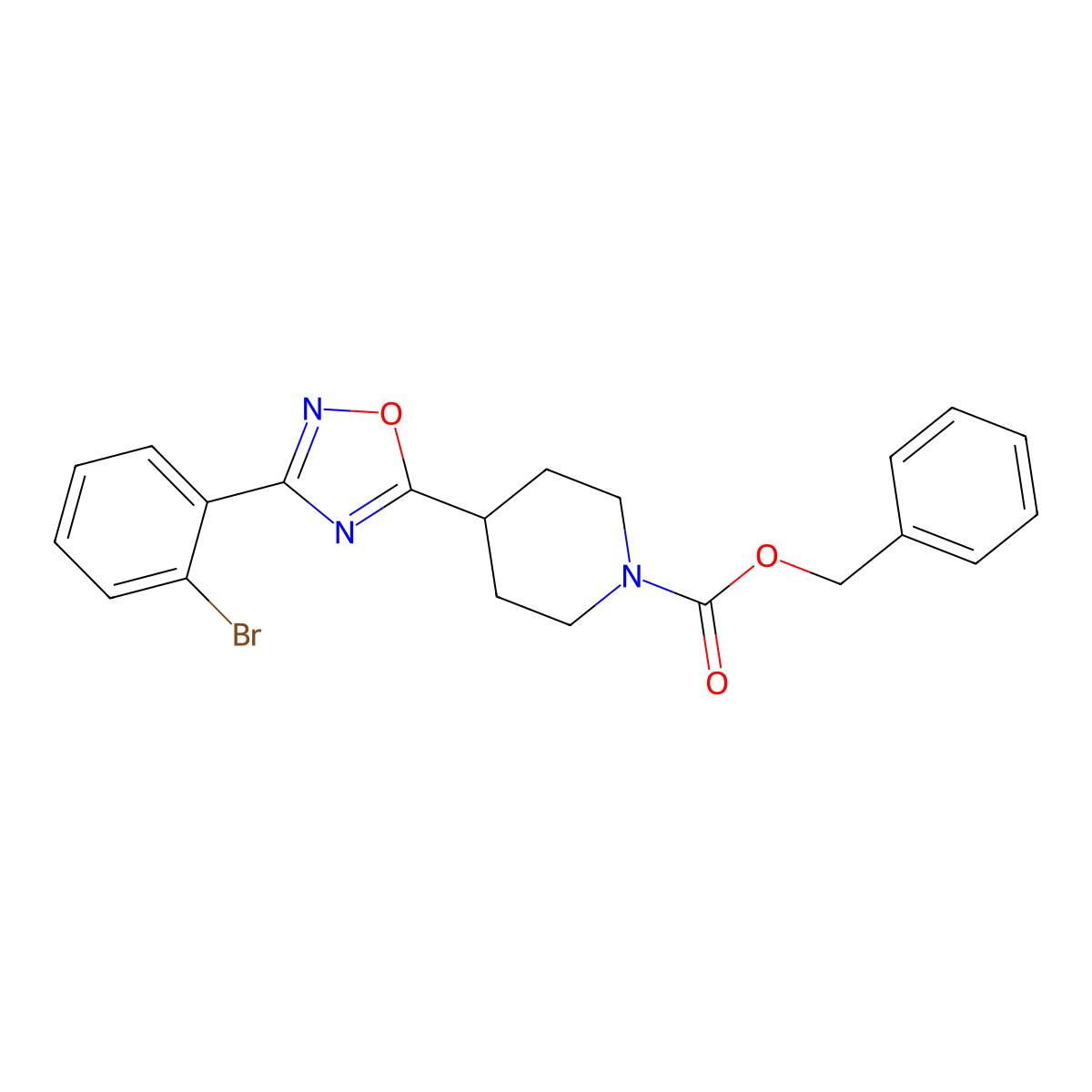 Benzyl 4-[3-(2-bromophenyl)-1,2,4-oxadiazol-5-yl]piperidine-1-carboxylate molecular structure, CAS 2680669-40-1