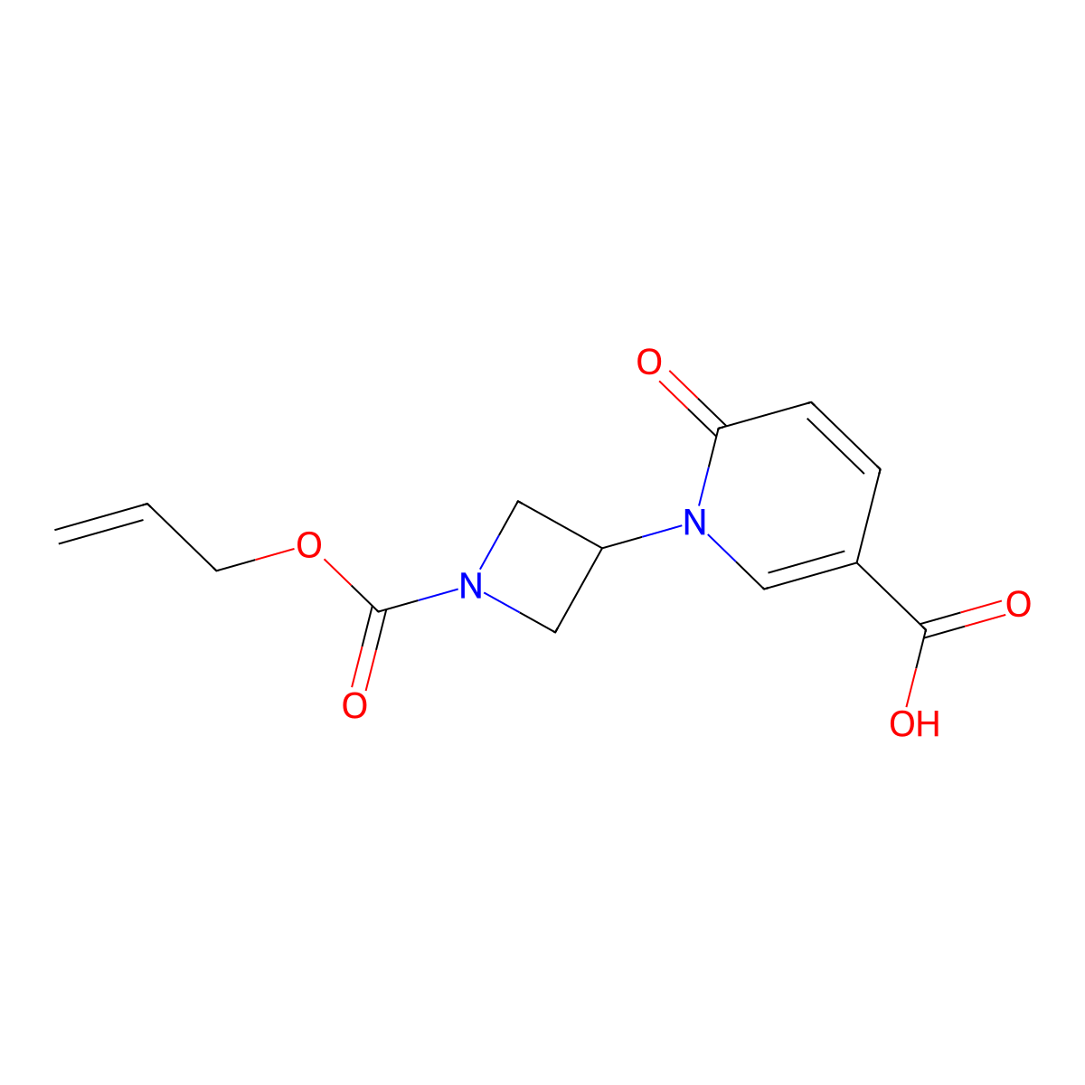 6-Oxo-1-{1-[(prop-2-en-1-yloxy)carbonyl]azetidin-3-yl}-1,6-dihydropyridine-3-carboxylic acid molecular structure, CAS 2680669-41-2