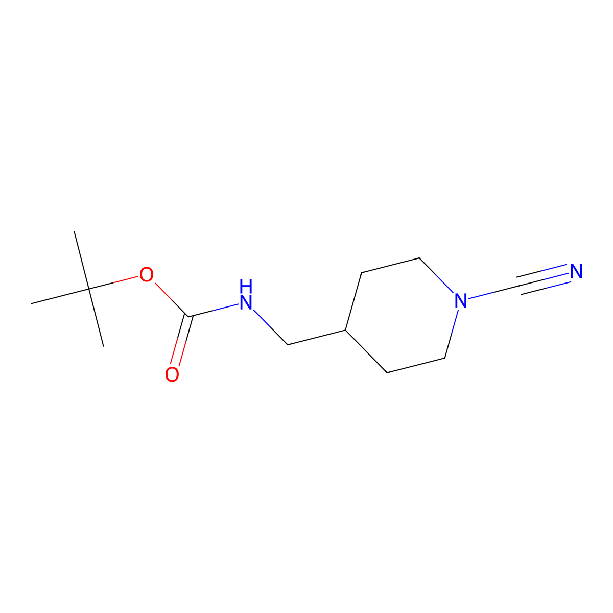 tert-butyl N-[(1-cyanopiperidin-4-yl)methyl]carbamate molecular structure, CAS 2680669-48-9