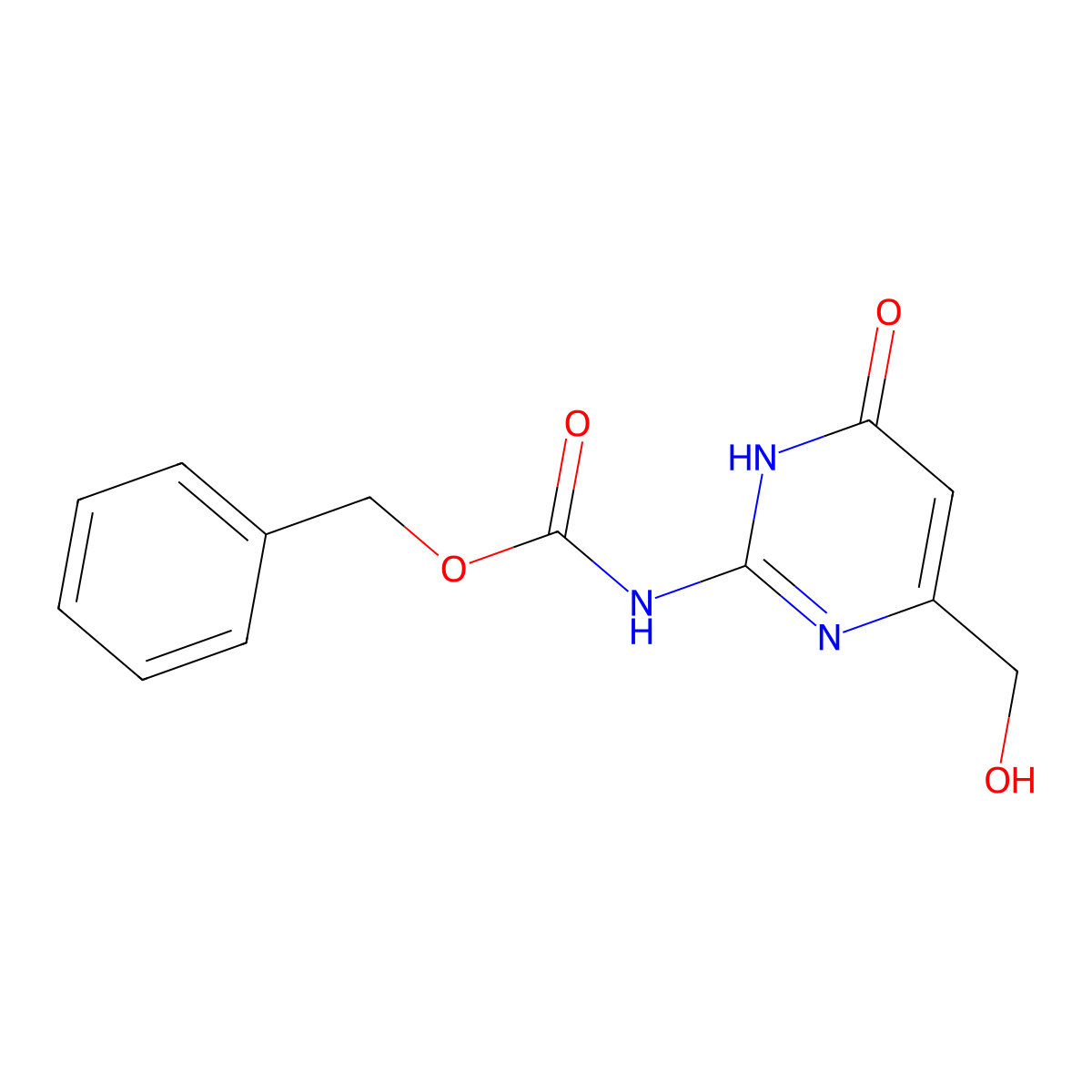 benzyl N-[4-(hydroxymethyl)-6-oxo-1,6-dihydropyrimidin-2-yl]carbamate molecular structure, CAS 2680669-61-6