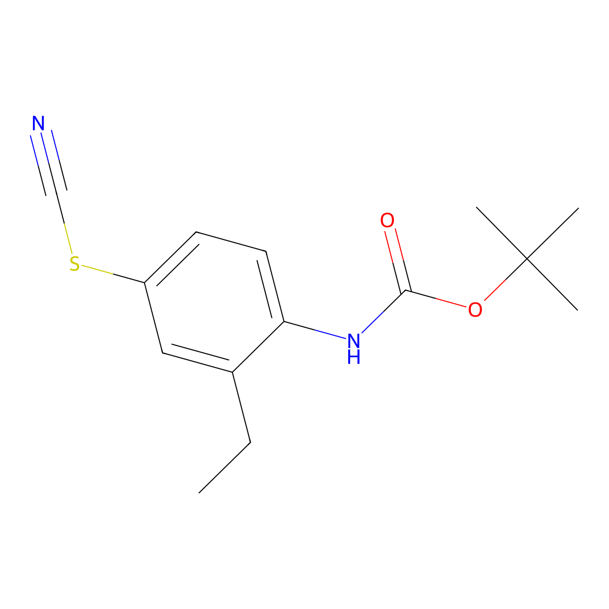 tert-butyl N-[4-(cyanosulfanyl)-2-ethylphenyl]carbamate molecular structure, CAS 2680669-65-0