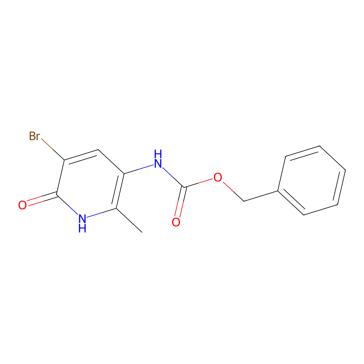 benzyl N-(5-bromo-2-methyl-6-oxo-1,6-dihydropyridin-3-yl)carbamate molecular structure, CAS 2680669-66-1